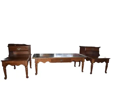 Baumritter Mid Century Living Room Cherry Table Set Coffee Table End Tables • $650