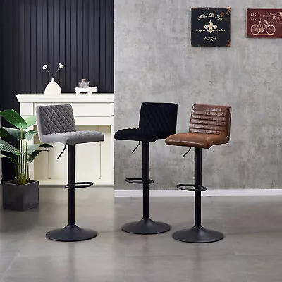 1x2x Faux Matte Suede Leather Bar Stools Breakfast Chairs Barstools Adjustable • £39.99