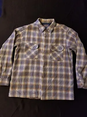 Vtg Pendleton Board Shirt Button Up Wool Plaid Flannel Loop Collar Mens M/L Blue • $52