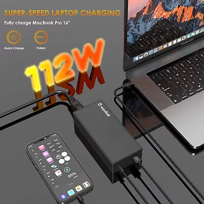 Universal 112W Charger Portable USB C Laptop Adapter 100W AC Adapter For Lenovo • £12.99