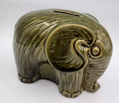 Vintage Green Elephant Ceramic Coin Piggy Bank Hobbyist 1972 • $12.98