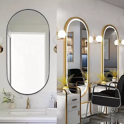 Oval LED Bathroom Mirror Anti-Fog 3 Touch Lighted Gold Frame Large Demister Pad • $129.96