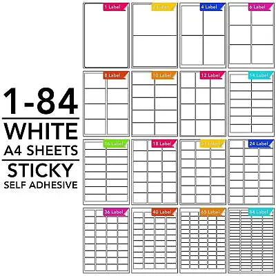 £2.59 • Buy Address Labels White A4 Sheets Sticky Self Adhesive For Laser Inkjet Printer Uk