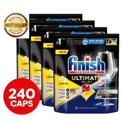 4 X Finish Dishwashing Tabs Tablets Powerball Ultimate Lemon Sparkle 60pk AU • $105.99