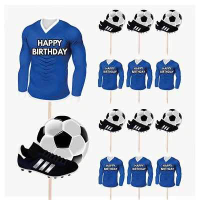 Football Cupcake & Food Cake Decorations Picks Toppers CHELSEA COLOURS 14 Pack • £5.99