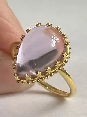 Su.B Jewellery Handmade Pink Amethyst 14x10mm Gold On Silver 925 ( O • $44.81