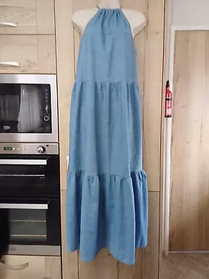 Maxi Dress By Matalan Size 14 In Blue Denin Look Material Bnwt • £7.50