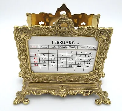 Vtg Virginia Metal Crafters Brass Desktop Perpetual Calendar Desk Letter Holder • $49.99