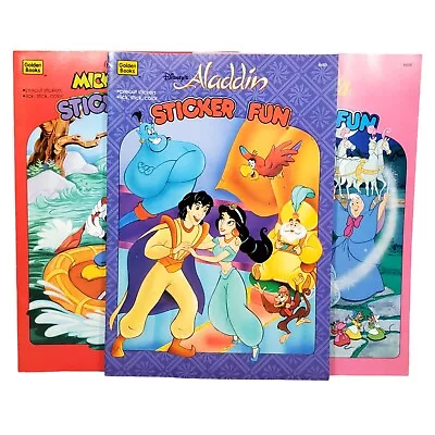 Vintage Disney Sticker Fun Book Lot 90's Cinderella Aladdin Mickey Coloring New • $20