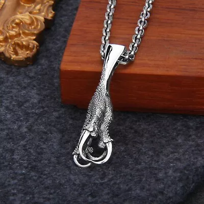 Real S925 Sterling Silver Men Women Lucky Gift Retro Eagle Claw Pendant • £22.02