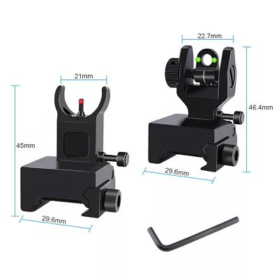 Tactical Optics Flip Up Sight Front & Rear Fiber Sights Fit Picatinny Rail Mount • $20.99