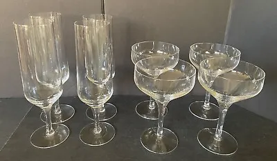 $72 • Buy Set/8 Vintage Orrefors Rhapsody Clear Champagne Flutes & Coupe/sherbet Glasses
