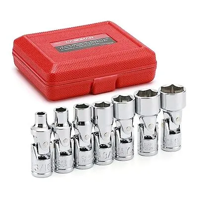 7pcs 1/4  Drive Universal Flex Socket Set Sae 3/16  To 9/16  6point Crv Swivel H • $30.74