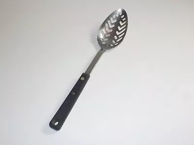 Vintage EKCO Forge Slotted Serving Spoon 11.25” Black  Handle USA • $9.99