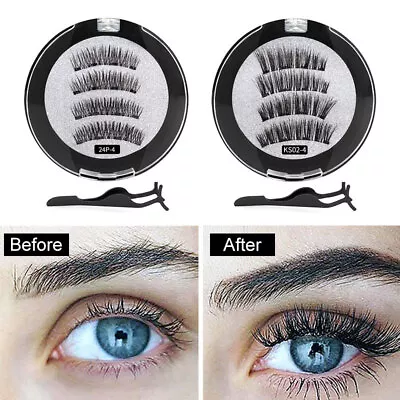 Magnetic Double Eyelashes Falses Magnet Natural Eye Lashes Extension Reusable 3D • £5.99