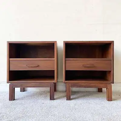 Mid Century Modern Wooden Nightstands - Pair • $1095