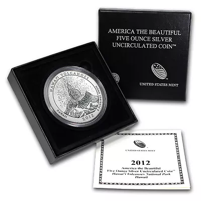 2012-P 5 Oz Silver ATB Hawaii Volcanoes (w/Box & COA) • $641.70