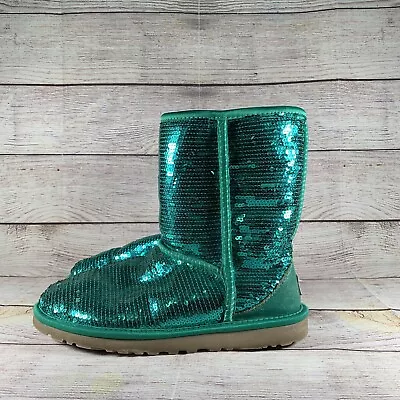 UGG Womens Size 6 Classic Short Jade Sequin Boots Sparkles • $29.99