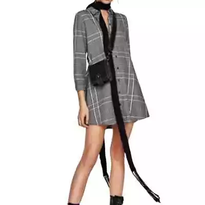 ZARA Over Size Plaid Button Down Shirt Dress Women’s Size XS • $22