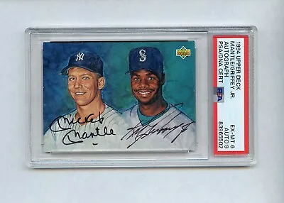 KEN GRIFFEY MICKEY MANTLE 1994 Upper Deck Dual Autograph PSA 6 / 9 Auto • $16000