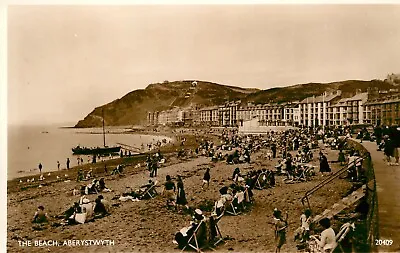 Aberystwyth The Beach - Real Photo Salmon Postcard • £2