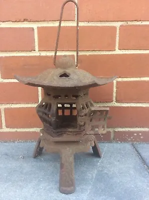 £75 • Buy Vintage Cast Iron Garden Lantern Japanese Pagoda Metal Hanging Candle Light Lamp