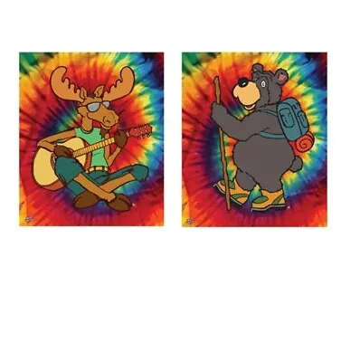 Tie Dye Animal Fleece Bear And Moose Kids Blanket Throw • $13.96