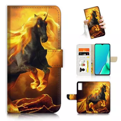 $13.99 • Buy ( For Oppo A57 / A57S ) Wallet Flip Case Cover AJ24378 Flame Horse