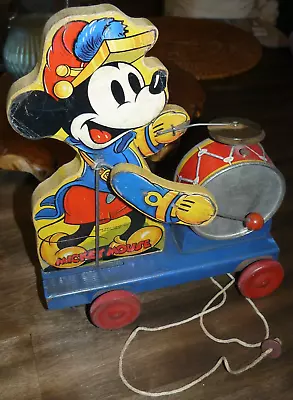 DISNEY 1938 Original MICKEY MOUSE DRUMMER PULL TOY #795 FISHER PRICE FP Vintage • $125