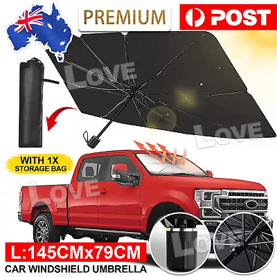 Car Windshield Sunshade Umbrella Front Window Visor Sun Shade Cover Black-Large • $12.95