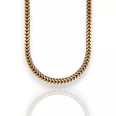 Franco Box Chain Necklace - 10K Two Tone Yellow Gold - Hallow • $1699.99