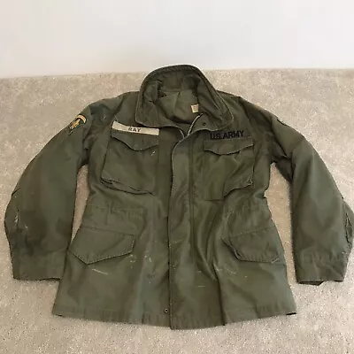 Vtg US Army Field Jacket Mens Small Short Military Coat Olive Green OG107 Patch • $99.99