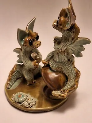 Yare Dragon Romantic Boy Dragon Giving Rose To Girl Dragon Sitting On Mushroom  • £230