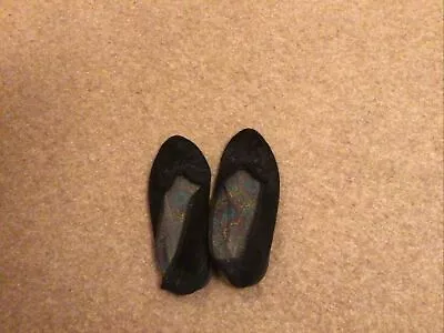 Womens Marks And Spencer Velour Type Black Ballet Slippers Size 6 Brill • £5.99