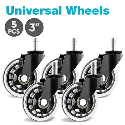 $31.90 • Buy 5PCS 3 Swivel Caster Wheels Heavy Duty Gaming Office Chair Rotation Smooth Black