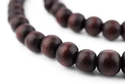 Dark Brown Round Natural Wood Beads 8mm Large Hole 16 Inch Strand • $1.99