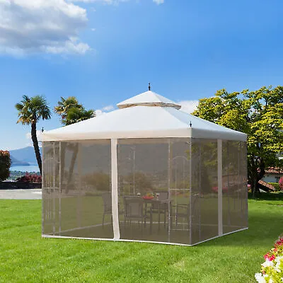 Gazebo 10' X 10' Steel Outdoor Garden Gazebo With Mesh Curtains • $201