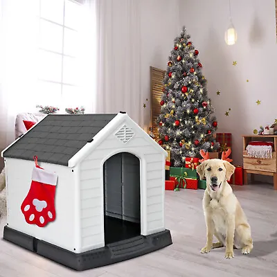 Gray Roof Insulated Dog House Large Waterproof Dog Kennel Shelter Indoor Outdoor • $69.58