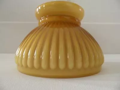 Vintage Retro Butterscotch Ribbed  White Cased Glass Light / Lamp Shade • $40