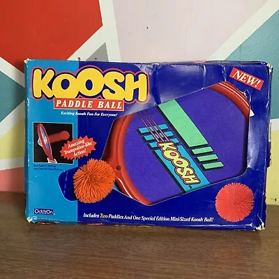 OddzOn KOOSH Paddle Ball Set Complete In Box 2 Paddles 1 Mini Ball Vintage 1991 • $85.04