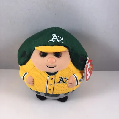 TY MLB 5  A's OAKLAND ATHLETICS  Beanie Ballz Baseball Plush MINT With MINT TAGS • $19.95