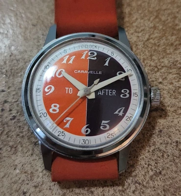 $160 • Buy Rare Vintage 1970 N0 Bulova Caravelle  TELL-TIME  Watch, Original Strap, RUNS!