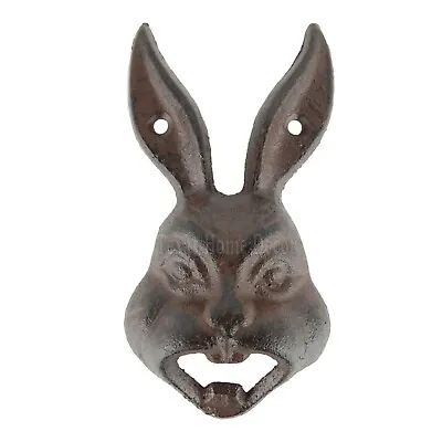 Rabbit Head Bottle Opener Cast Iron Bunny Wall Mounted Heavy Duty Rustic 5 1/2  • $17.95