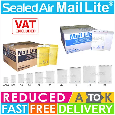 All Sizes - Mail Lite Padded Bubble Envelopes Cheap Bags - A - K - White & Gold • £11.99