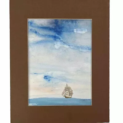 Vintage 1978 Nautical Naval Ship Open Seas Ocean Painting Signed L.U. Goldsmith • £63.28