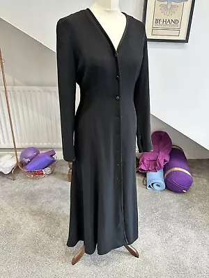£65 • Buy VTG Linda Allard Ellen Black Fitted Long Swing Maxi Coat Dress Evening Gothic 12