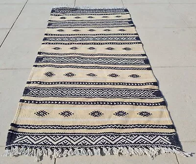 Authentic Hand Knotted Vintage Morocco Kilim Kilim Wool Area Rug 2.9 X 1.6 Ft • $29.99