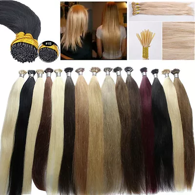 100% Remy Human Hair Extensions 7A 100S Stick I Tip Keratin 0.5G 16-24Inch Hair • $58.58