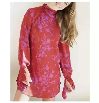 NWT Free People Aries Mini Dress In Red-Pink Open BackNWT Size S • $65