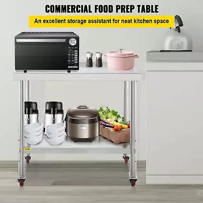  Stainless Steel Prep Table 440 Lb  Load Capacity Heavy Duty Metal Workbench  • $65.35